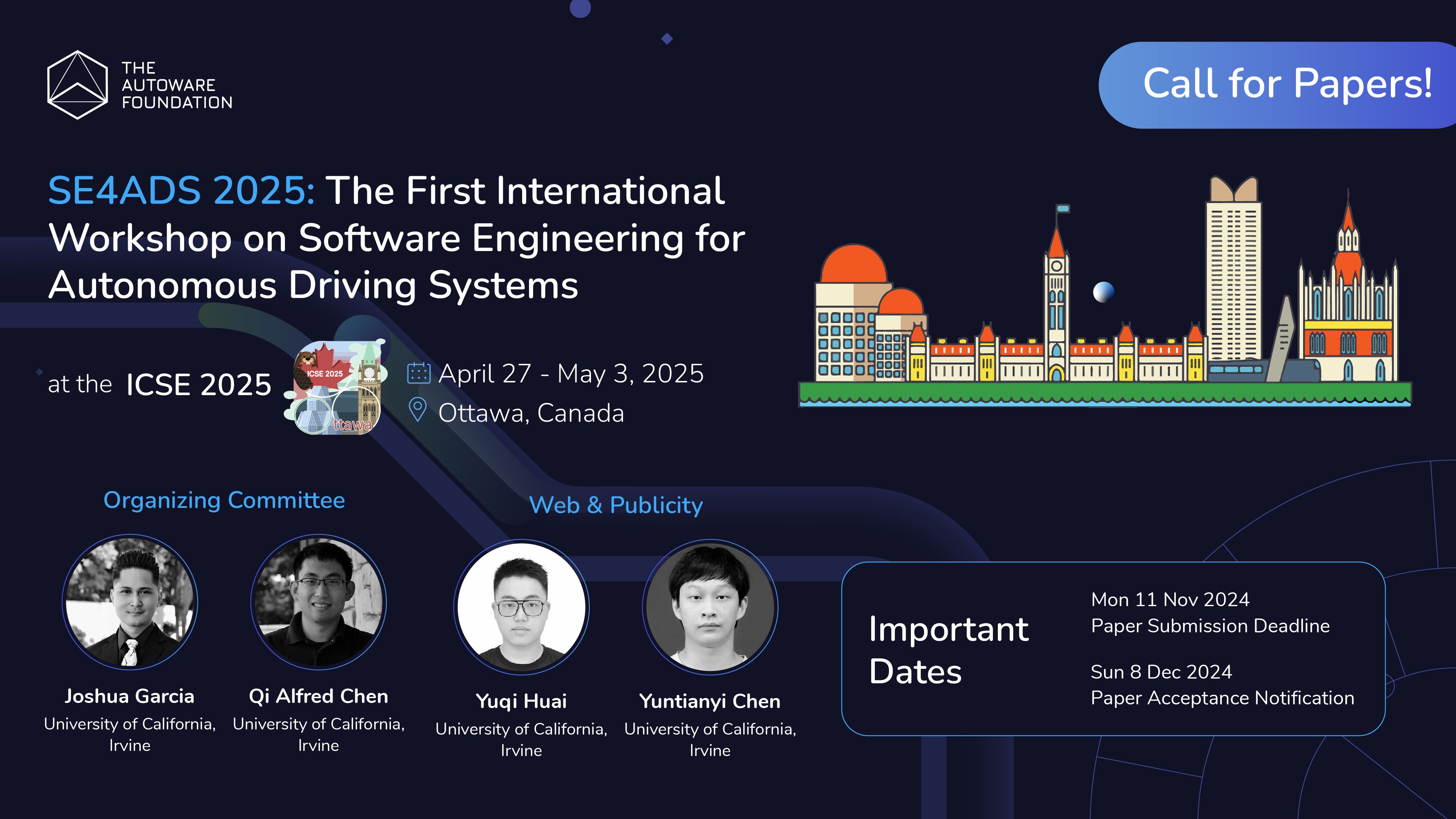Call For Papers – SE4ADS: The First International Workshop on Software Engineering for Autonomous Driving Systems at ICSE 2025
